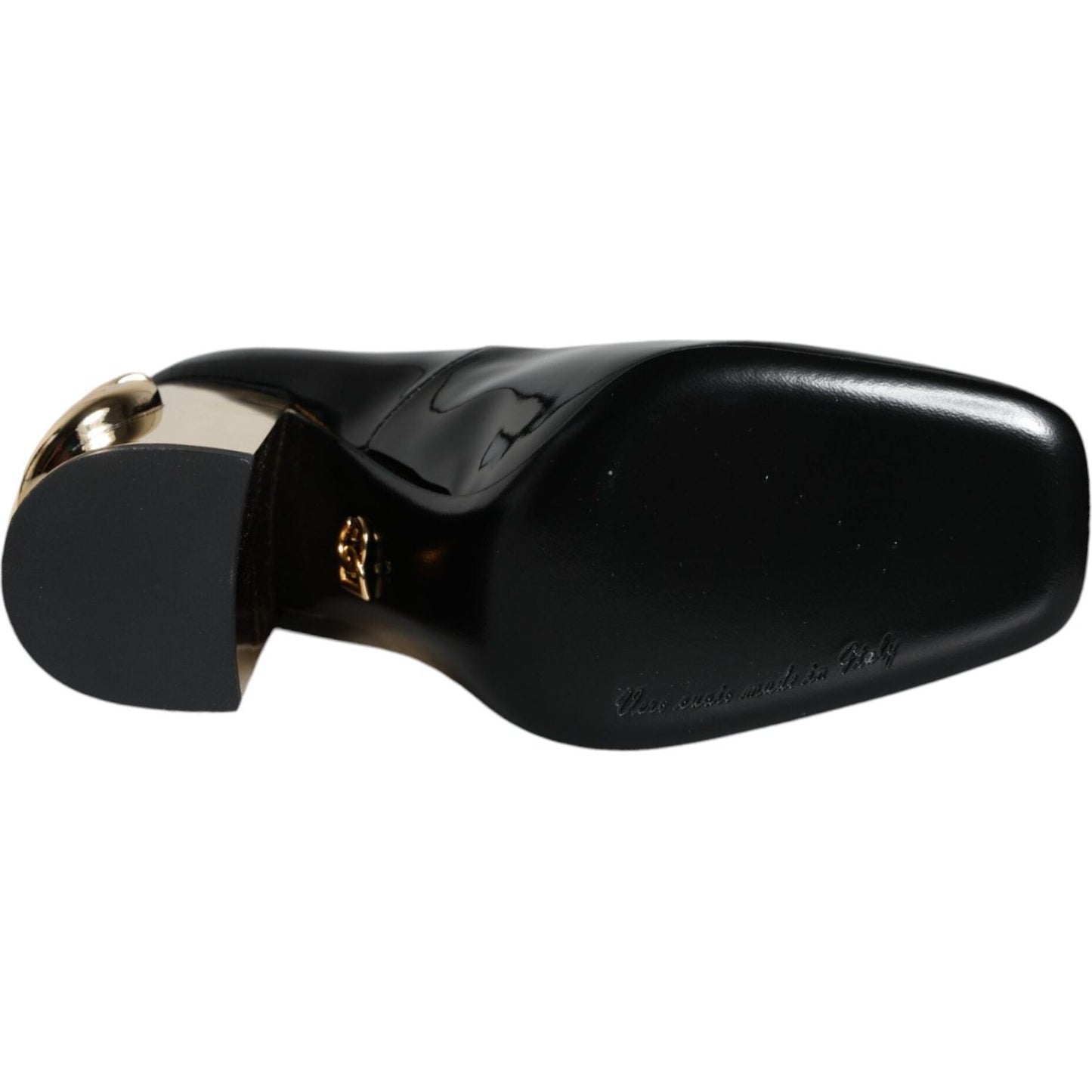 Dolce & Gabbana Black Gold Patent Leather Logo Heels Pumps Shoes Dolce & Gabbana