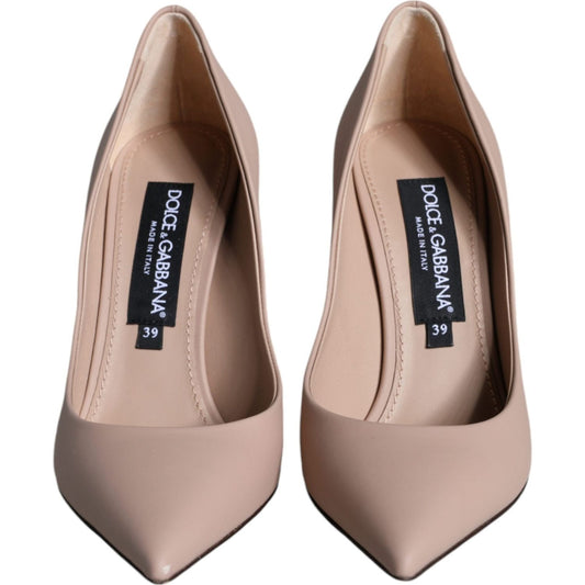 Dolce & Gabbana Beige Leather Stiletto Heels Pumps Shoes Dolce & Gabbana