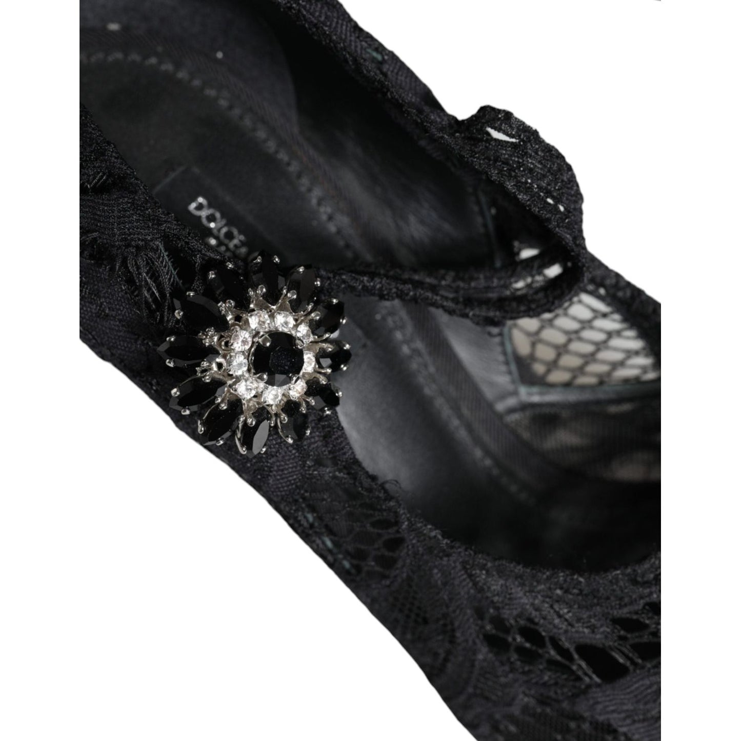 Dolce & Gabbana Black Mary Jane Pumps Lace Crystals Heels Shoes Dolce & Gabbana