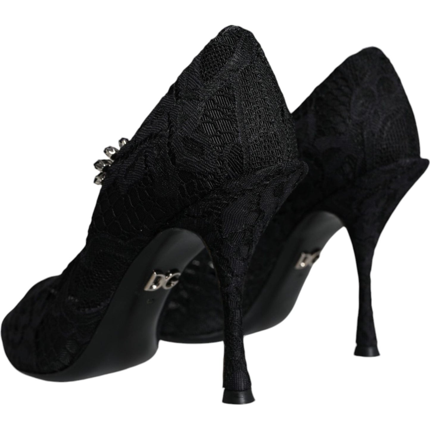 Dolce & Gabbana Black Mary Jane Pumps Lace Crystals Heels Shoes Dolce & Gabbana