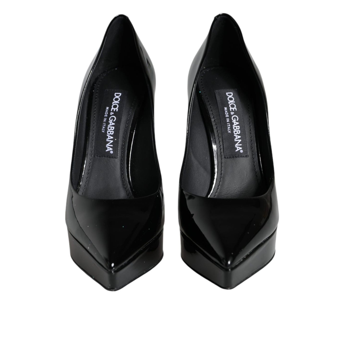 Dolce & Gabbana Black Leather Platform Heels Pumps Shoes