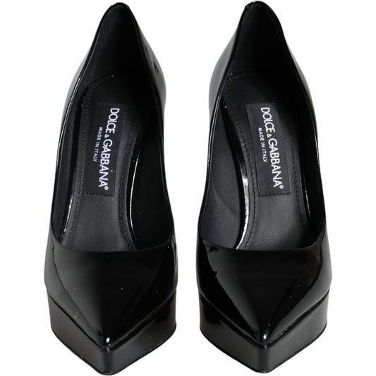 Dolce & Gabbana Black Leather Platform Heels Pumps Shoes Dolce & Gabbana