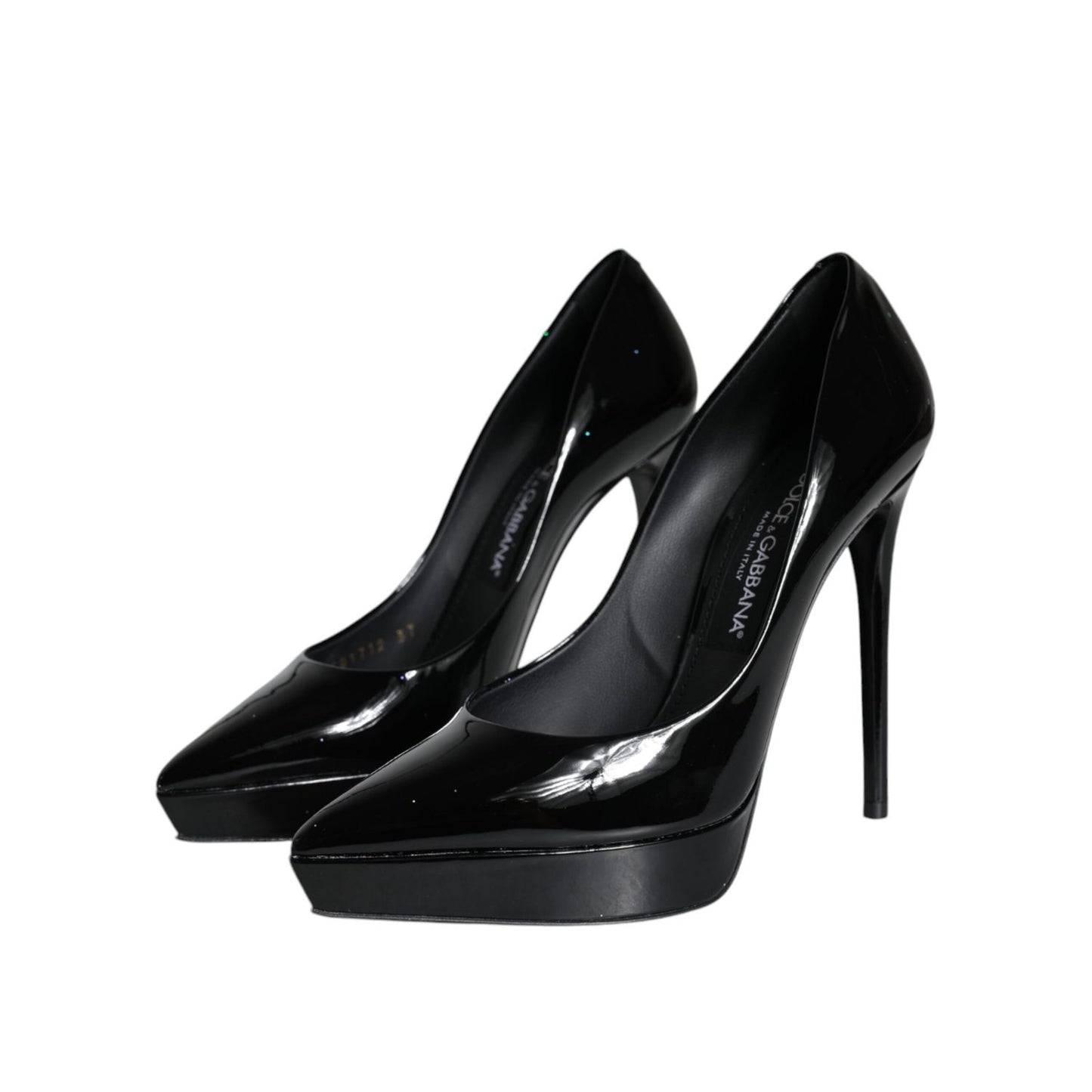 Dolce & Gabbana Black Leather Platform Heels Pumps Shoes