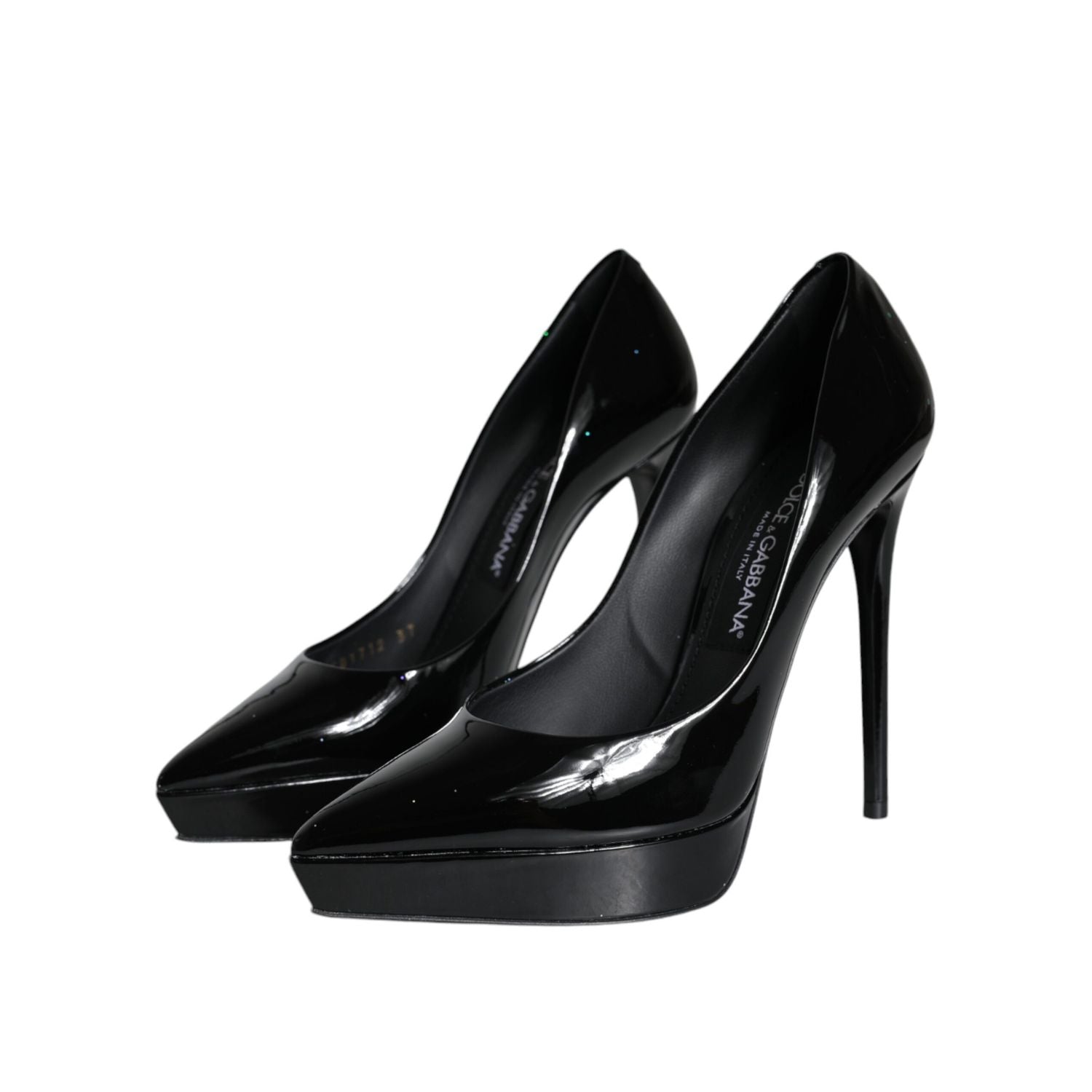 Dolce & Gabbana Black Leather Platform Heels Pumps Shoes