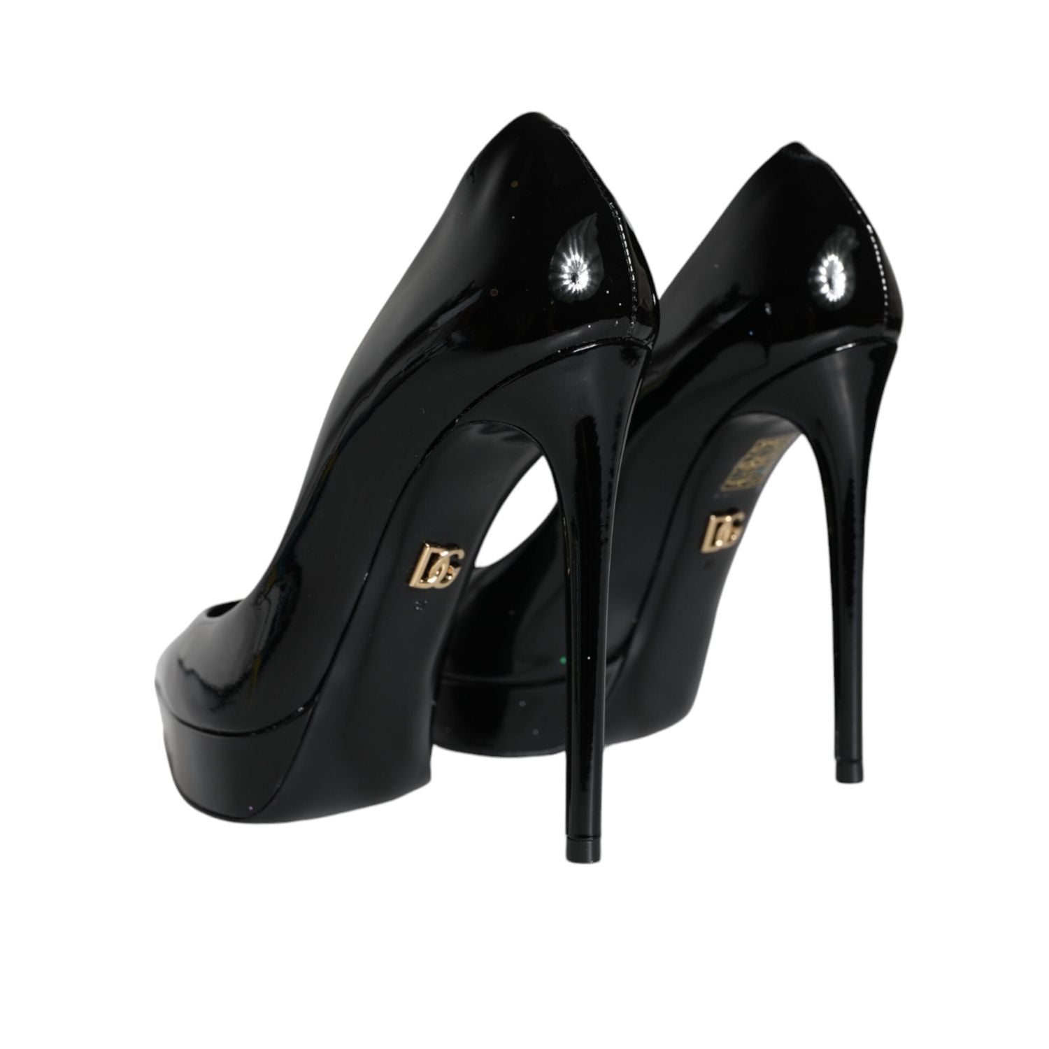 Dolce & Gabbana Black Leather Platform Heels Pumps Shoes