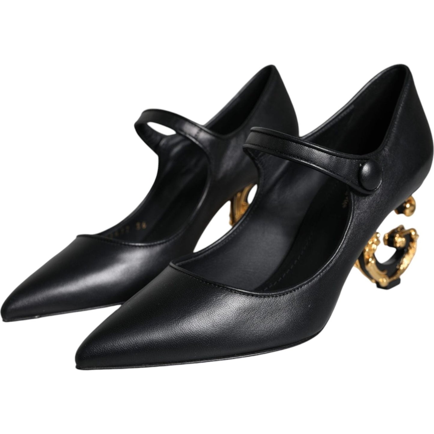 Dolce & Gabbana Black Leather Logo Heels Mary Janes Pumps Shoes Dolce & Gabbana