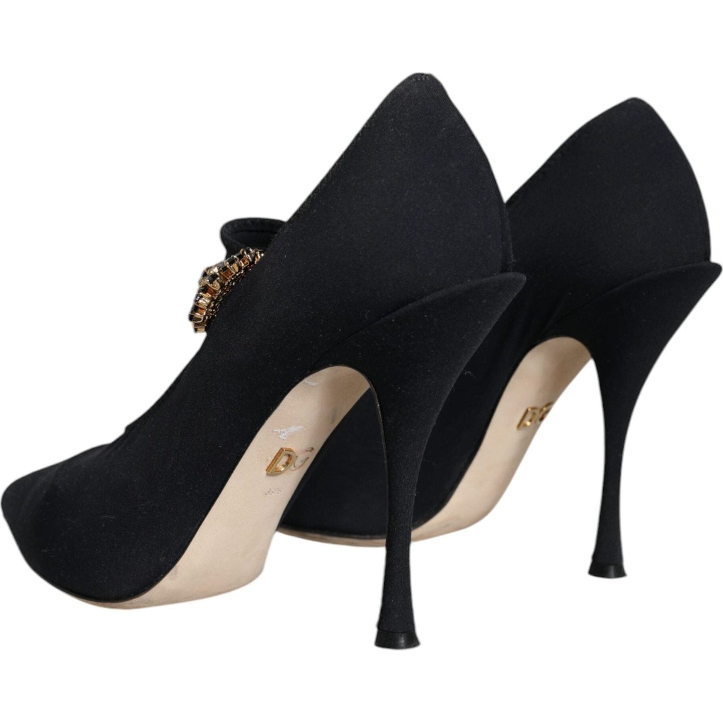 Dolce & Gabbana Black Mary Jane Jersey Crystal Pumps Shoes Dolce & Gabbana