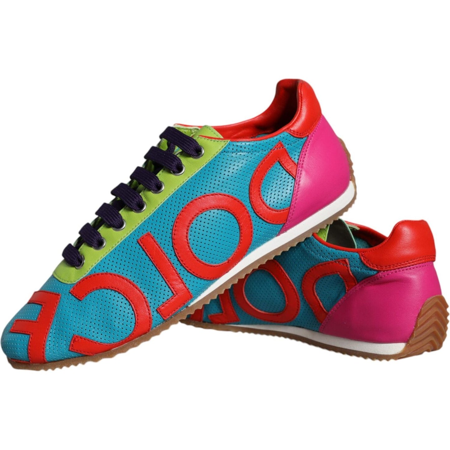 Dolce & Gabbana Multicolor Leather Logo Casual Sneakers Shoes Dolce & Gabbana