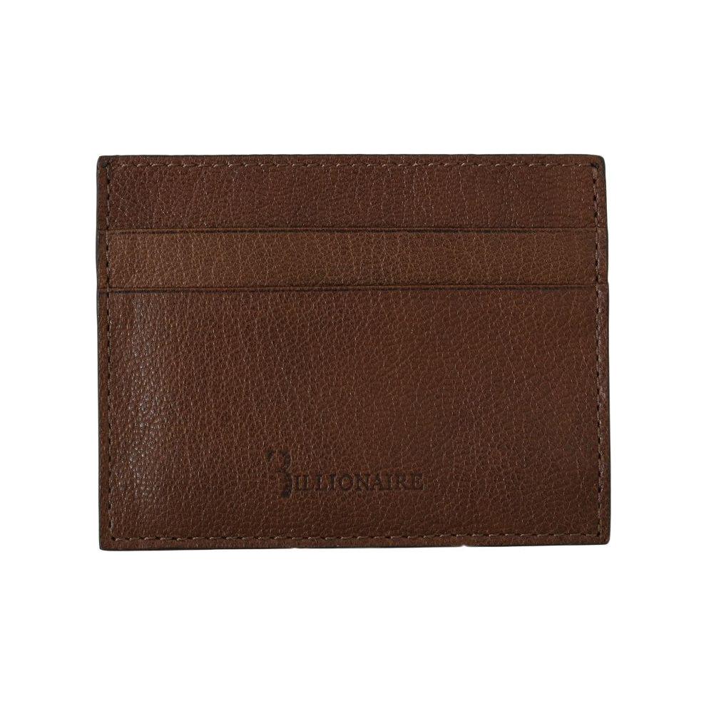 Billionaire Italian Couture Brown Leather Cardholder Wallet