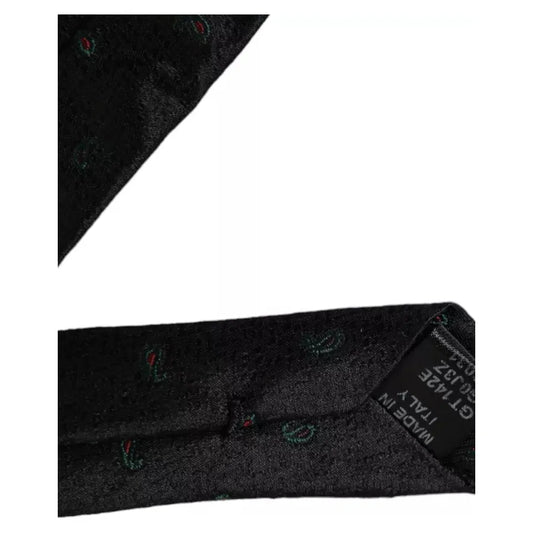 Dolce & Gabbana Black Fantasy 100% Silk Adjustable Men Tie Dolce & Gabbana