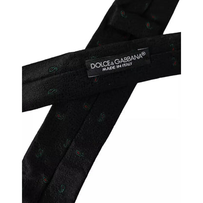 Dolce & Gabbana Black Fantasy 100% Silk Adjustable Men Tie