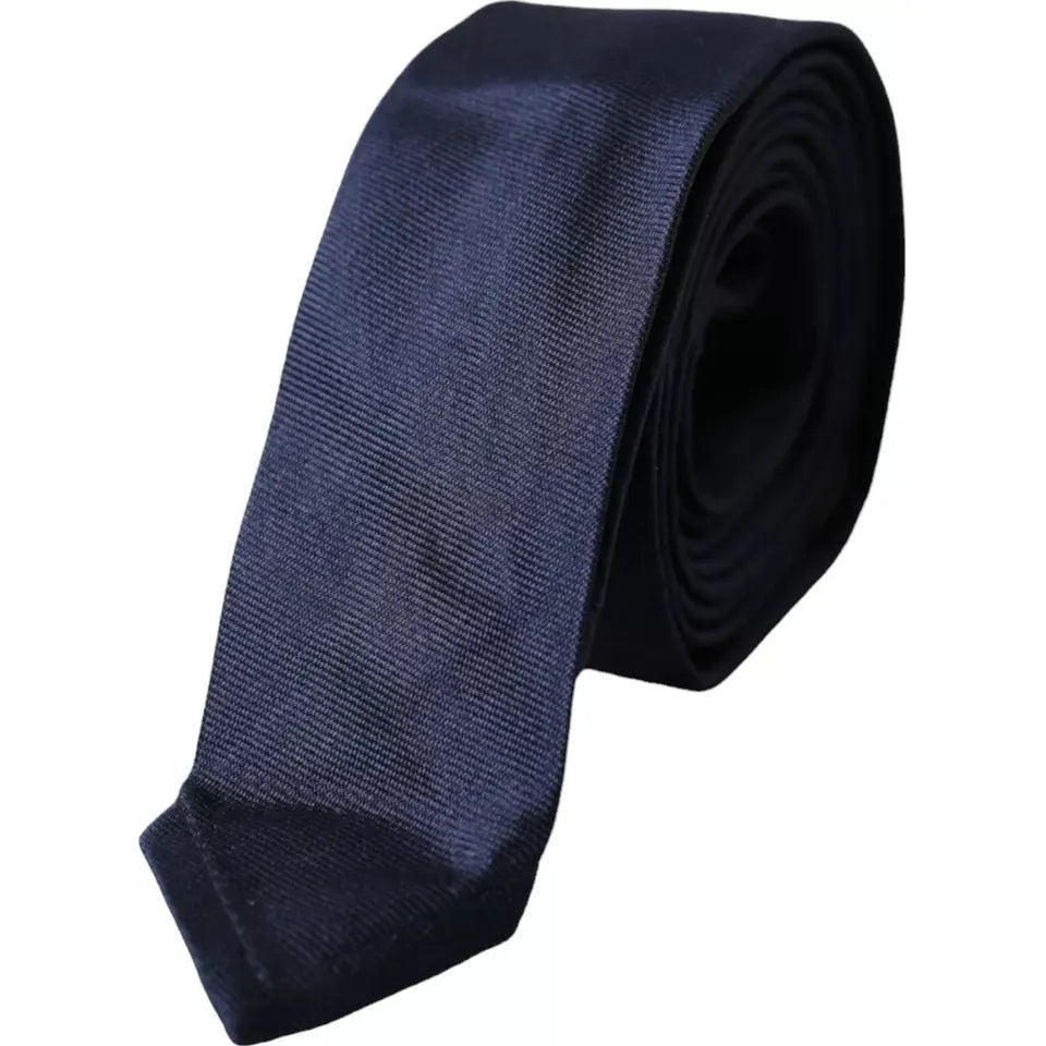 Dolce & Gabbana Dark Blue Silk Skinny Adjustable Tie Dolce & Gabbana