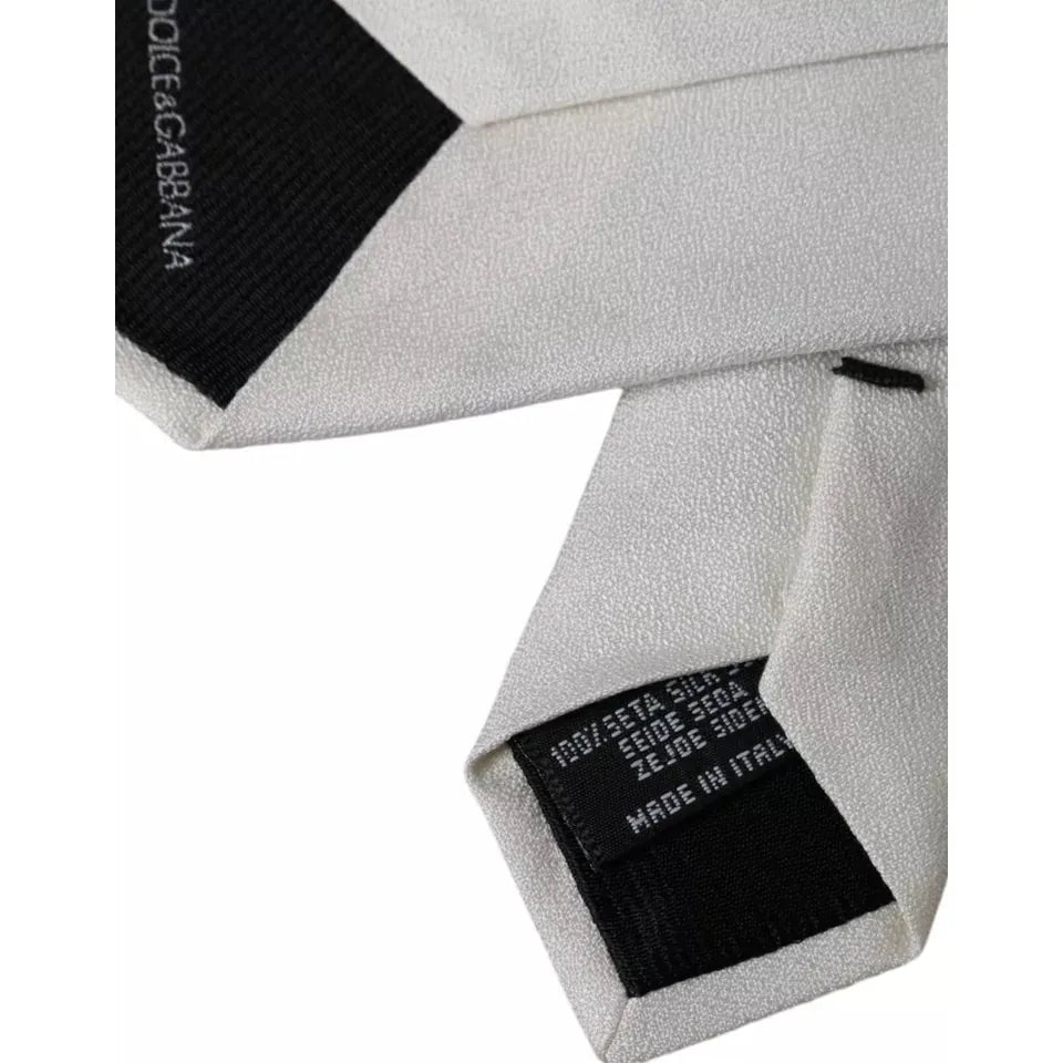 Dolce & Gabbana White Silk Classic Adjustable Men Tie Dolce & Gabbana