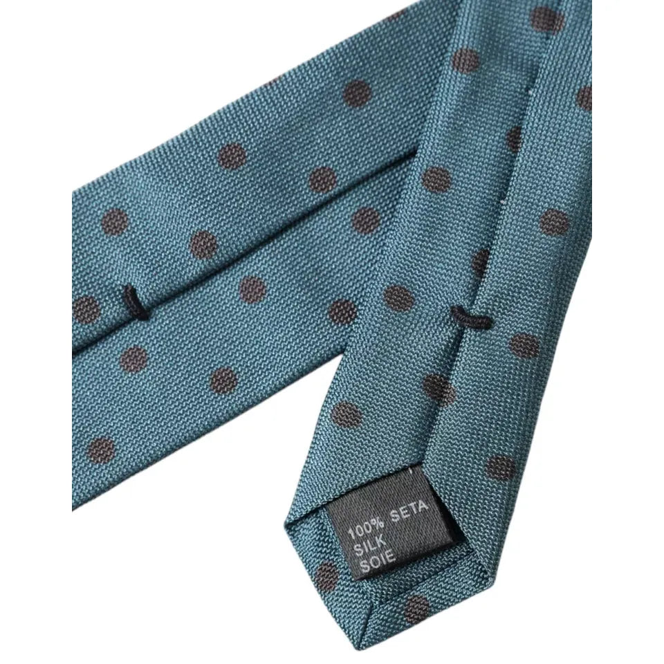 Dolce & Gabbana Blue Black Polka Dot Silk Adjustable Men Tie