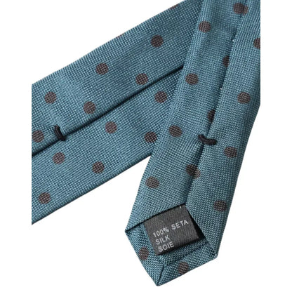 Dolce & Gabbana Blue Black Polka Dot Silk Adjustable Men Tie