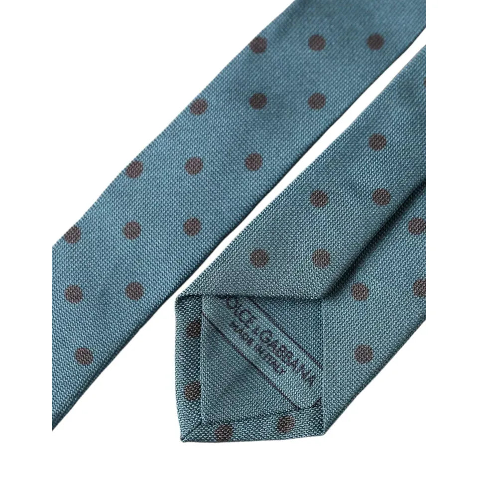 Dolce & Gabbana Blue Black Polka Dot Silk Adjustable Men Tie