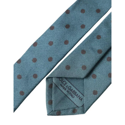Dolce & Gabbana Blue Black Polka Dot Silk Adjustable Men Tie