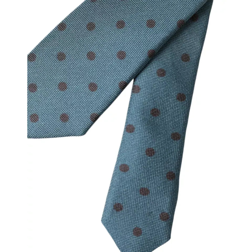 Dolce & Gabbana Blue Black Polka Dot Silk Adjustable Men Tie
