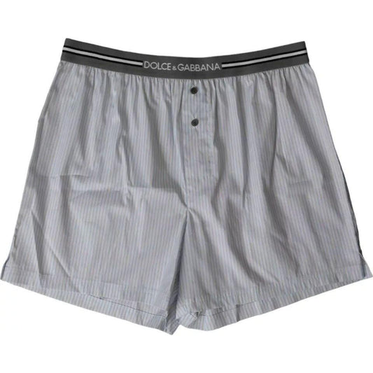 Dolce & Gabbana Gray Stripes Cotton Blend Boxer Shorts Underwear Dolce & Gabbana