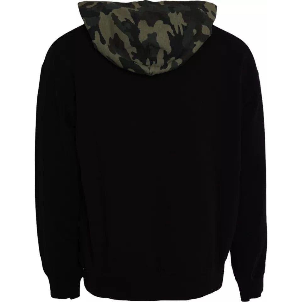 Dolce & Gabbana Black Camouflage Hooded Sweatshirt Sweater Dolce & Gabbana