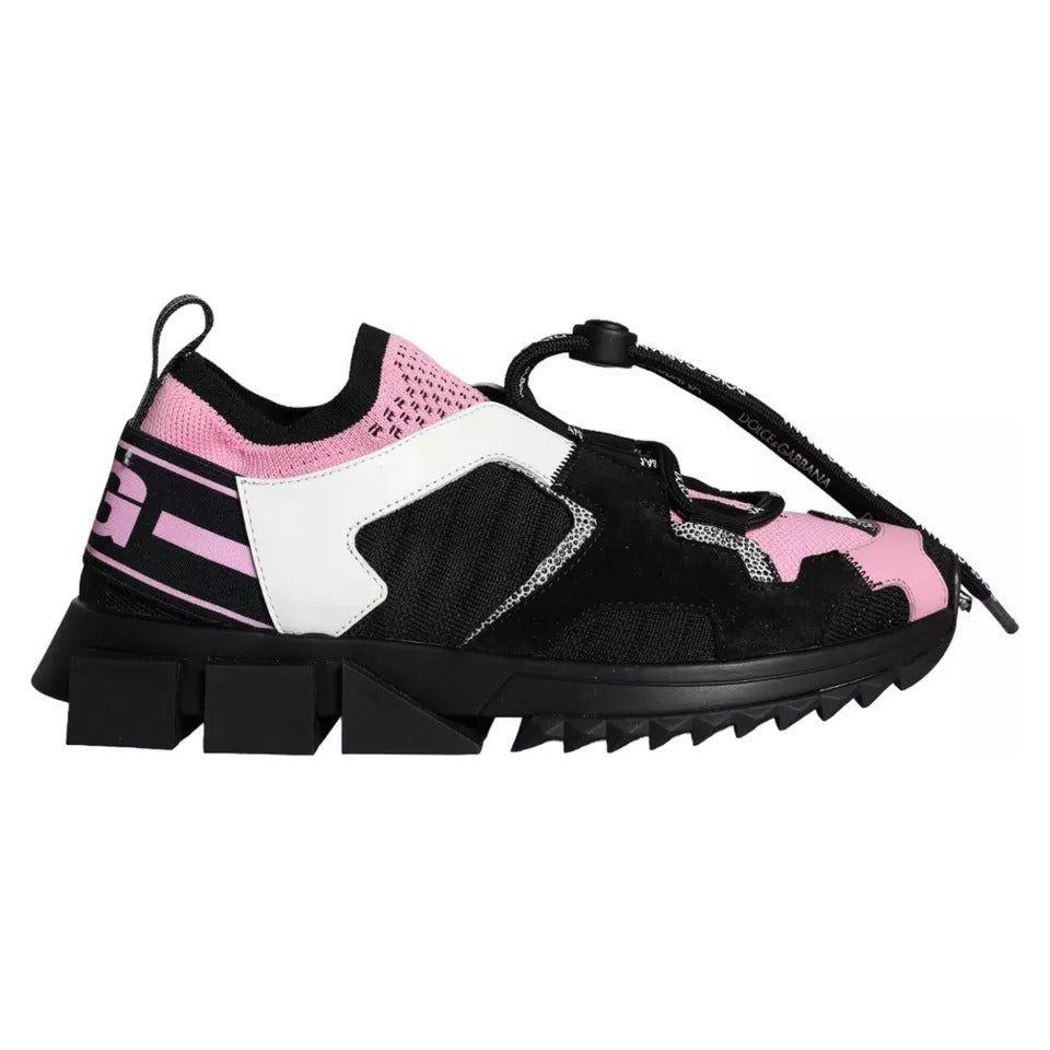 Dolce & Gabbana Black Pink Mesh Sorrento Trekking Sneakers Shoes Dolce & Gabbana