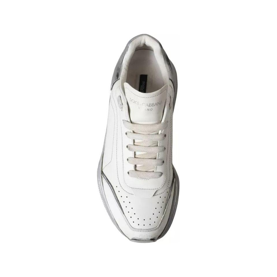 Dolce & Gabbana White Silver Daymaster Low Top Sneakers Shoes Dolce & Gabbana