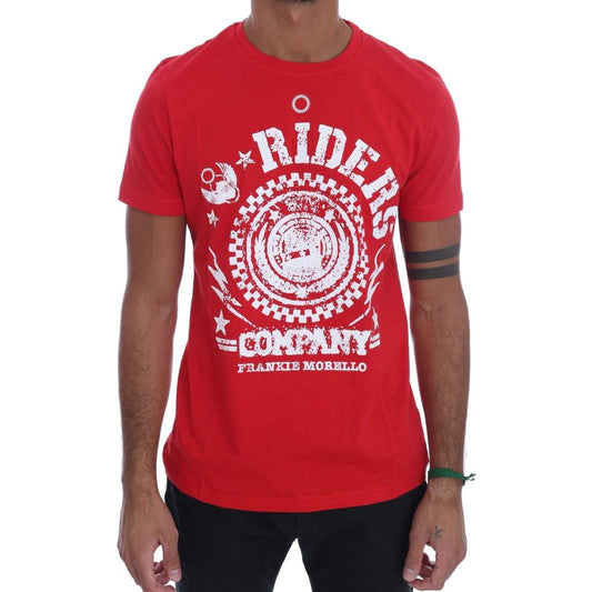 Frankie Morello Red Cotton RIDERS Crewneck T-Shirt 1728,67345645728,Clothing,Frankie Morello,M,Material: 100% Cotton,Men,Men - Clothing,New with tags,Red,S,T-Shirts - Clothing,T-Shirts - Men - Clothing,T-Shirts - T-Shirts - Clothing