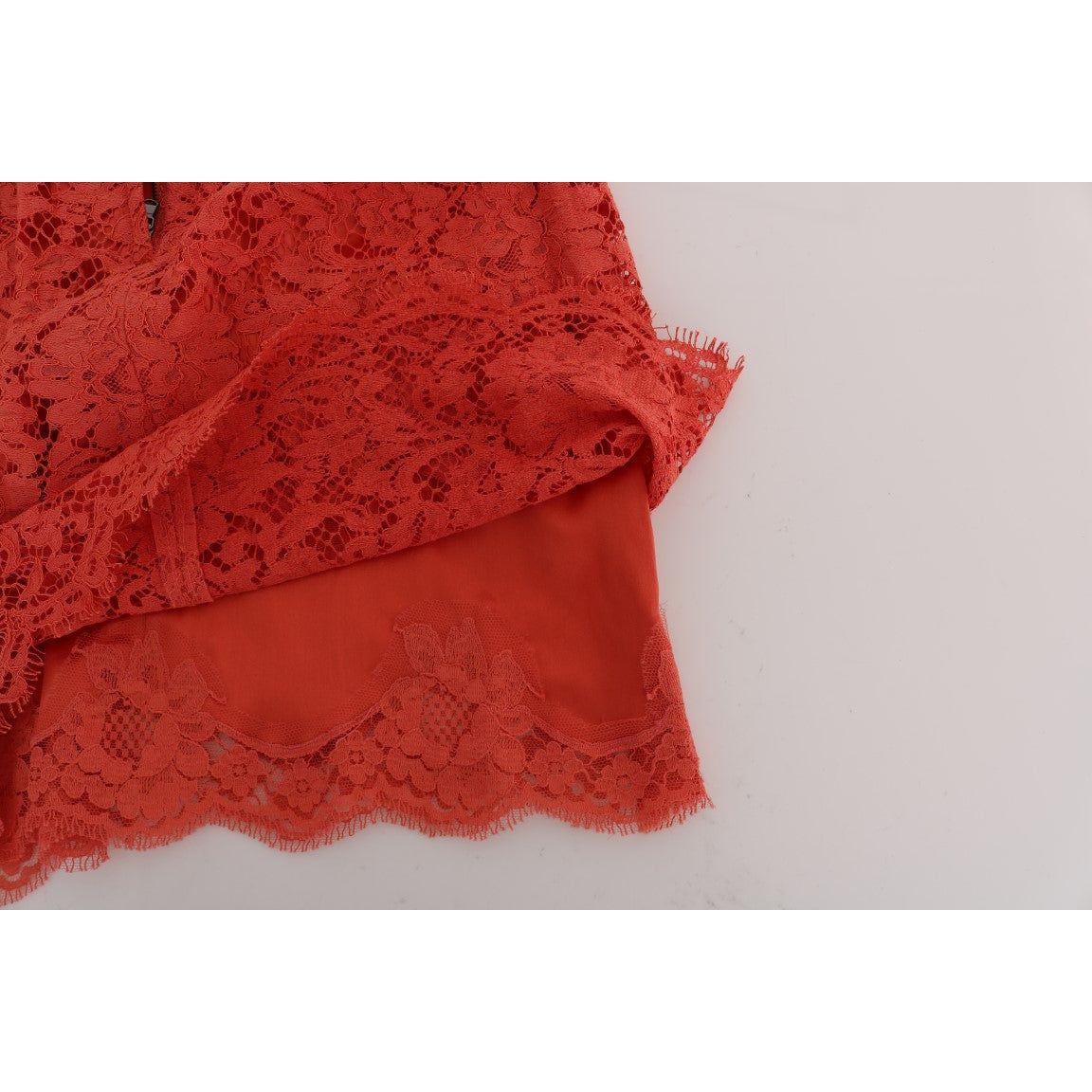 دولتشي آند غابانا تنورة دانتيل مكرامية برتقالية