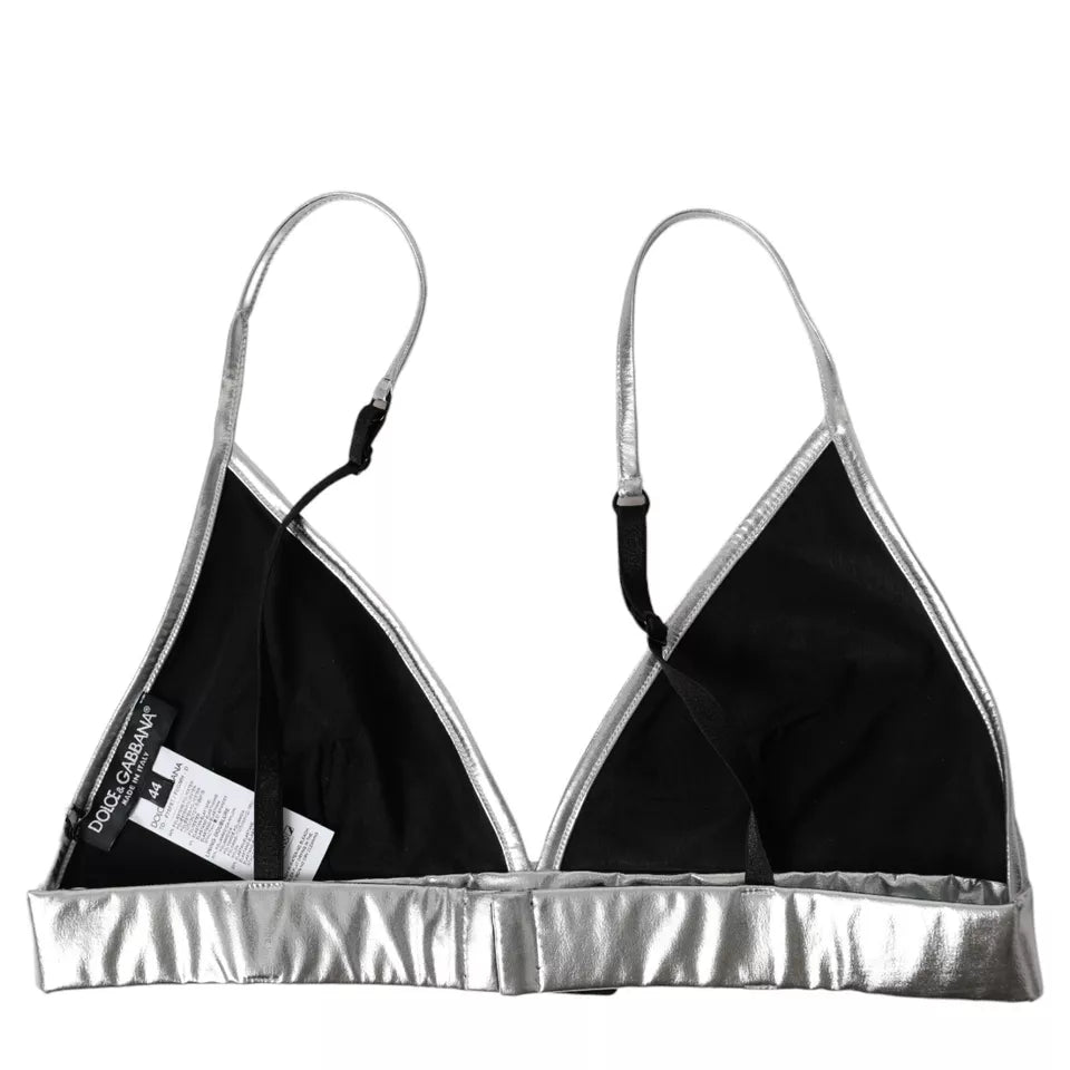 بلوزة قصيرة بدون أكمام من البوليستر باللون الفضي من دولتشي آند غابانا