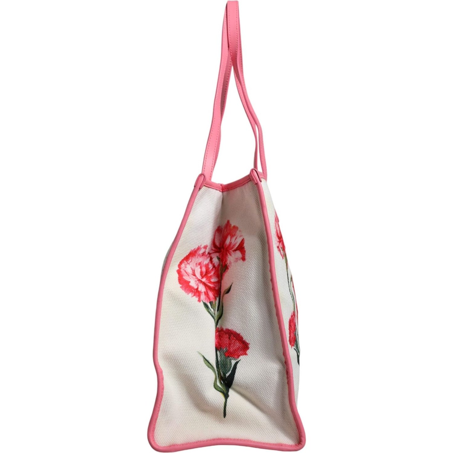 Dolce & Gabbana White Canvas Rose Embroidery Women Shopping Tote Bag Dolce & Gabbana