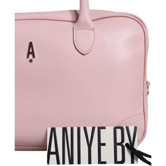 Aniye By Pink Leather Logo Top Handle Duffel Handbag Women Bag Aniye By