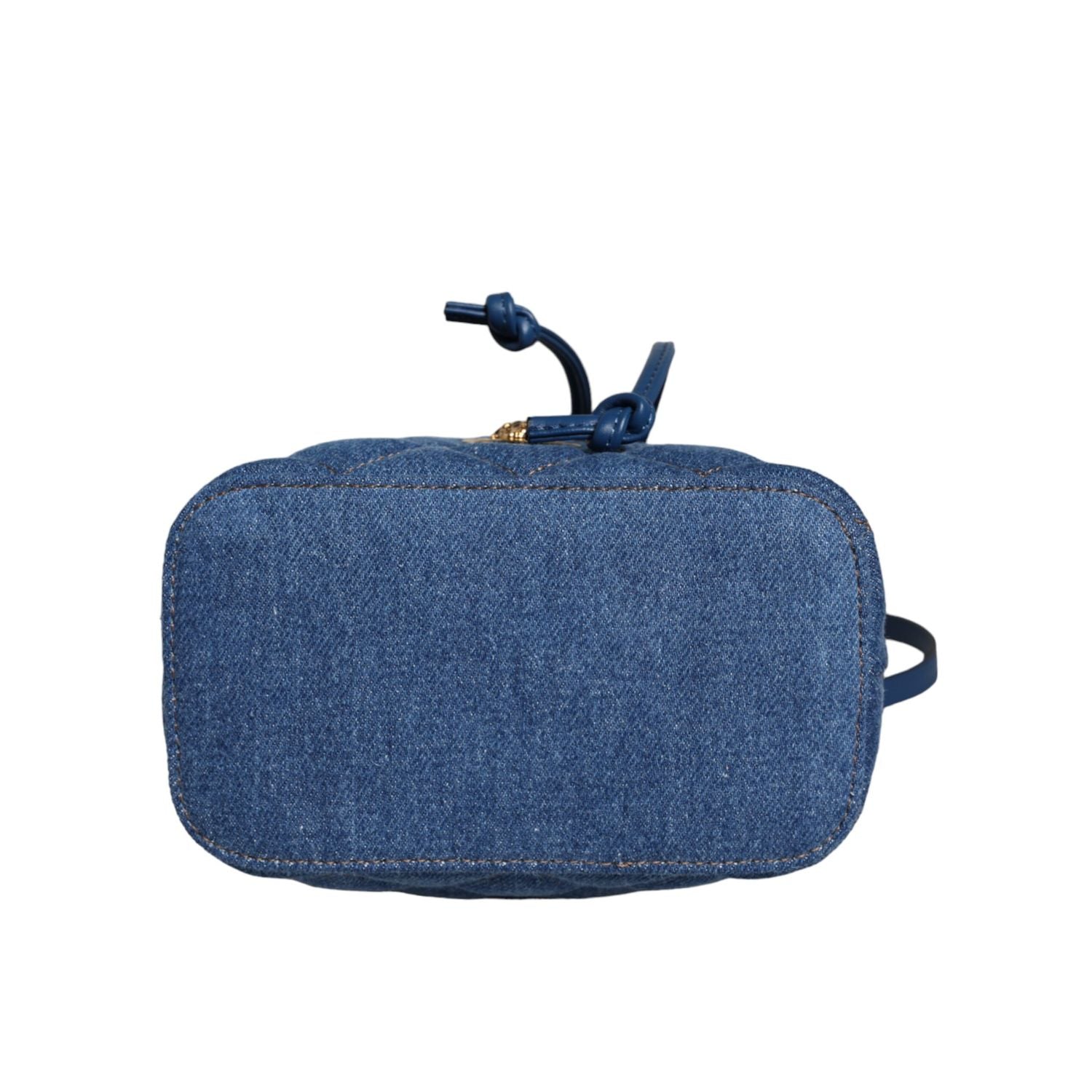 Versace Blue Quilted Denim Leather Crossbody Shoulder Bag