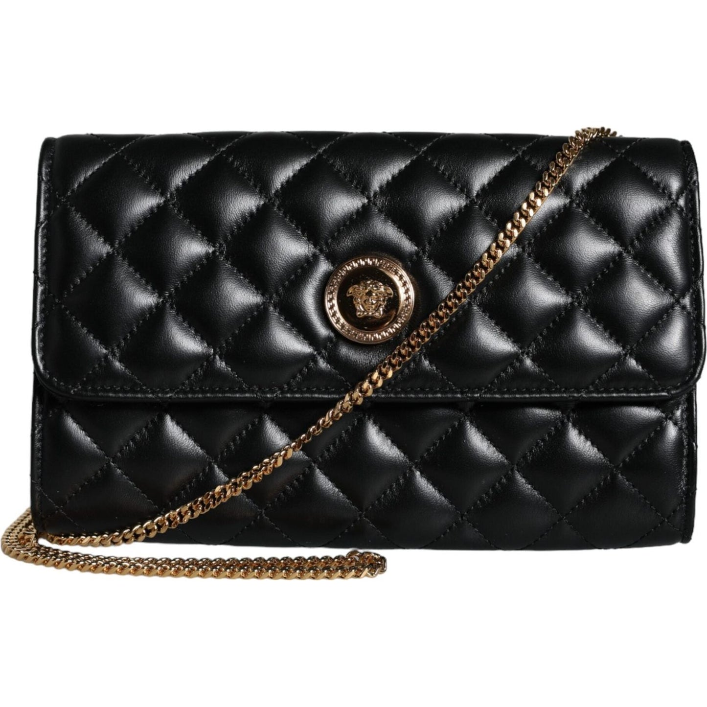 Versace Black Quilted Nappa Leather Crossbody Shoulder Bag Versace