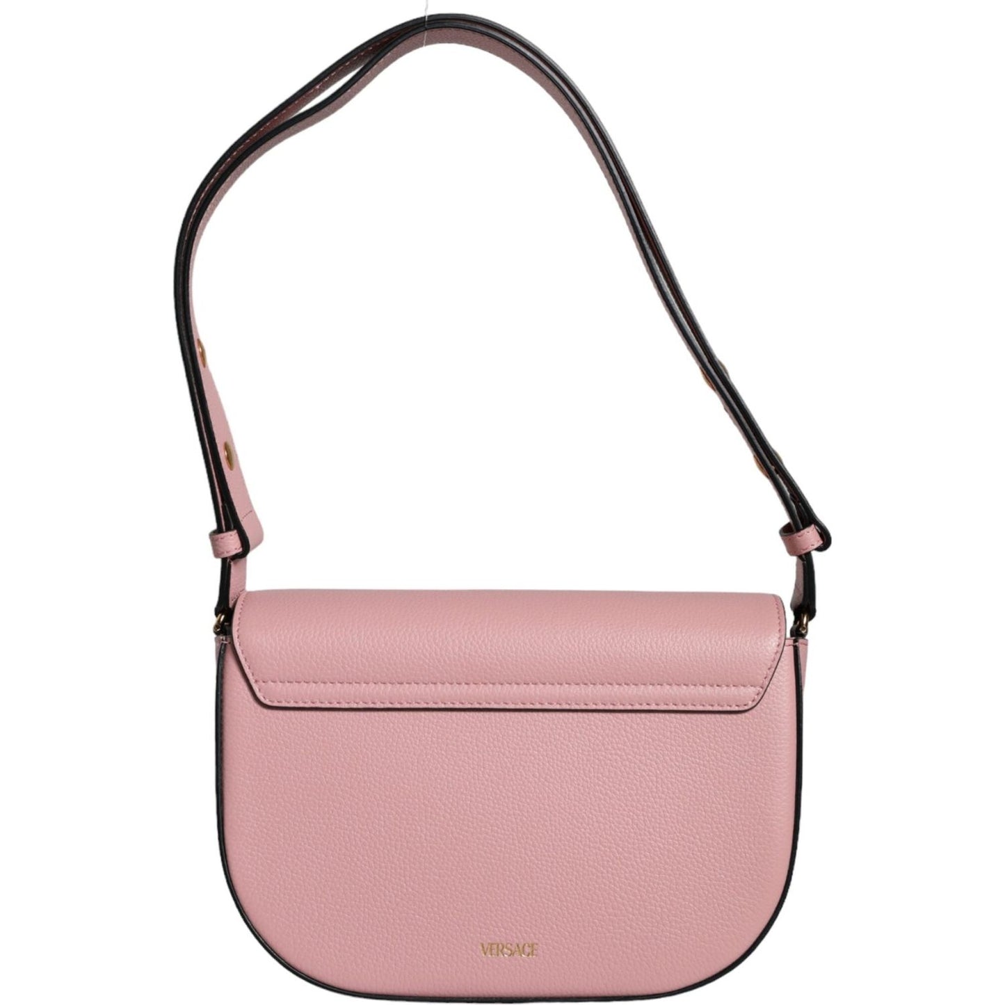 Versace Pink Grainy Calf Leather Logo Crossbody Shoulder Bag Versace