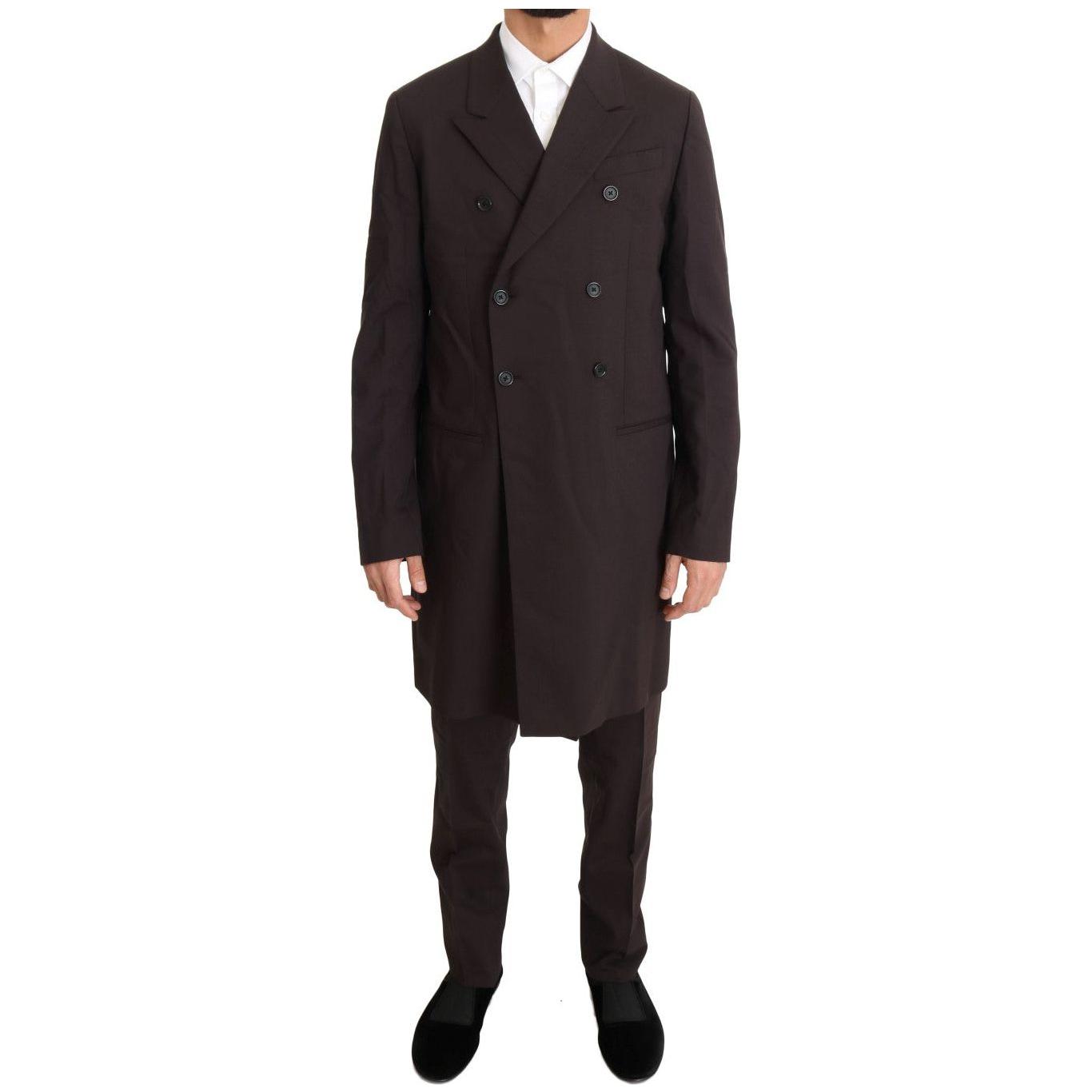 Dolce & Gabbana Bordeaux Wool Stretch Long 3 Piece Suit 1728,3% Elastane (stretch),67345645728,Bordeaux,Clothing,Dolce & Gabbana,IT48 | M,Material: 97% Wool,Men,Men - Clothing,New with tags,Suits & Blazers - Clothing,Suits - Men - Clothing,Three-Piece Sui