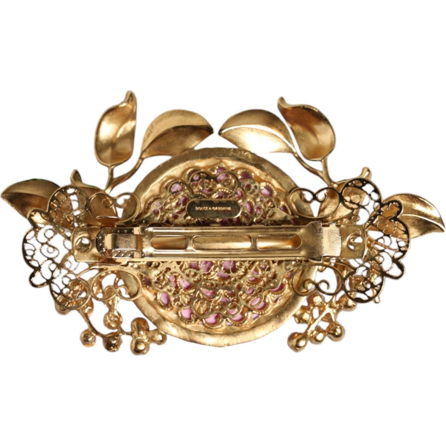 Dolce & Gabbana Gold Tone Brass Crystal Floral Hair Clip Dolce & Gabbana