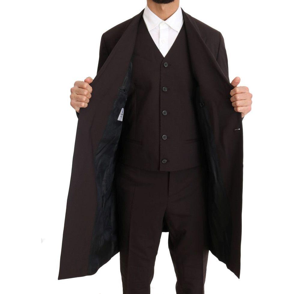 Dolce & Gabbana Bordeaux Wool Stretch Long 3 Piece Suit 1728,3% Elastane (stretch),67345645728,Bordeaux,Clothing,Dolce & Gabbana,IT48 | M,Material: 97% Wool,Men,Men - Clothing,New with tags,Suits & Blazers - Clothing,Suits - Men - Clothing,Three-Piece Sui