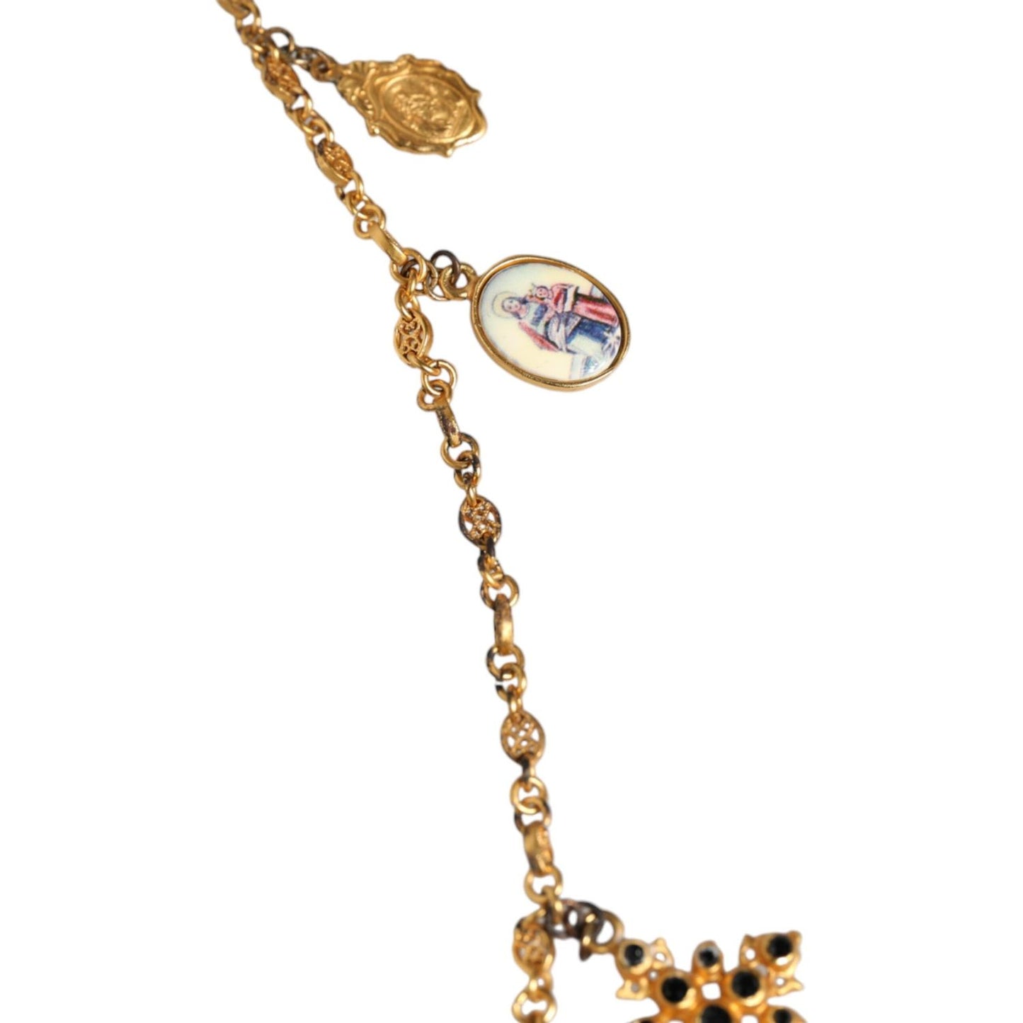 Dolce & Gabbana Gold Tone Brass Chain Religious Cross Pendant Necklace Necklace Dolce & Gabbana