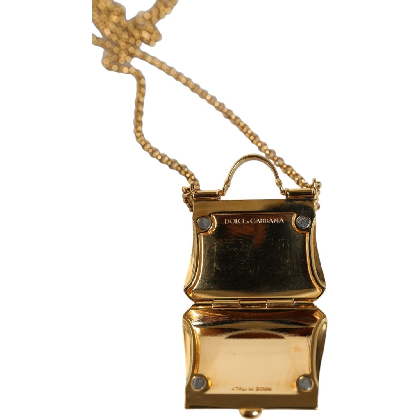 Dolce & Gabbana Gold Brass Chain Sicily Micro Bag Pendant Necklace Dolce & Gabbana