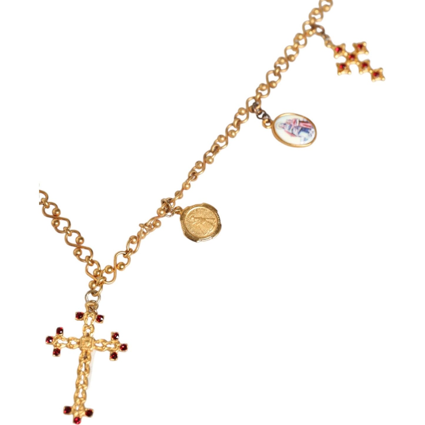 Dolce & Gabbana Gold Tone Brass Chain Religious Cross Pendant Necklace Necklace Dolce & Gabbana