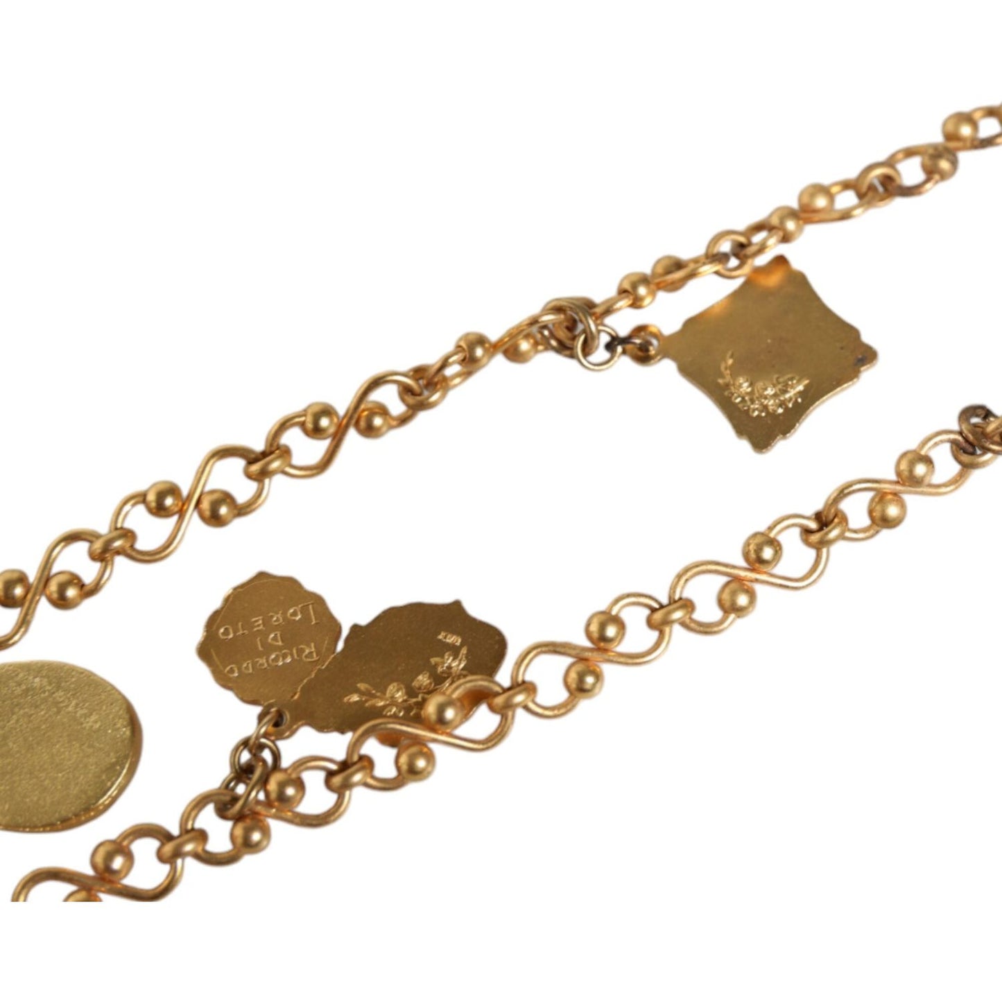 Dolce & Gabbana Gold Tone Brass Chain Religious Cross Pendant Necklace Necklace Dolce & Gabbana