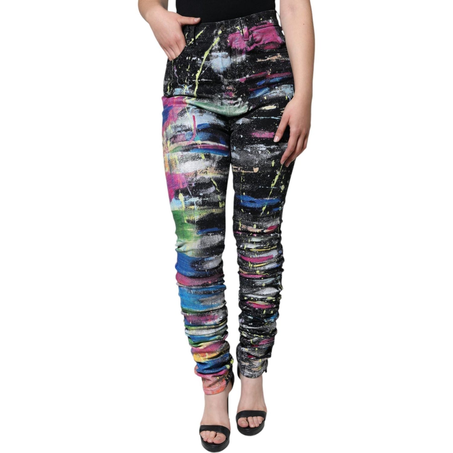 Dolce & Gabbana Multicolor Splatter Paint Cotton Skinny Denim Jeans Dolce & Gabbana