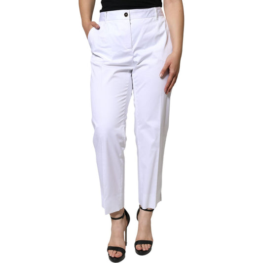 Dolce & Gabbana White Cotton Mid Waist Tapered Denim Jeans Dolce & Gabbana