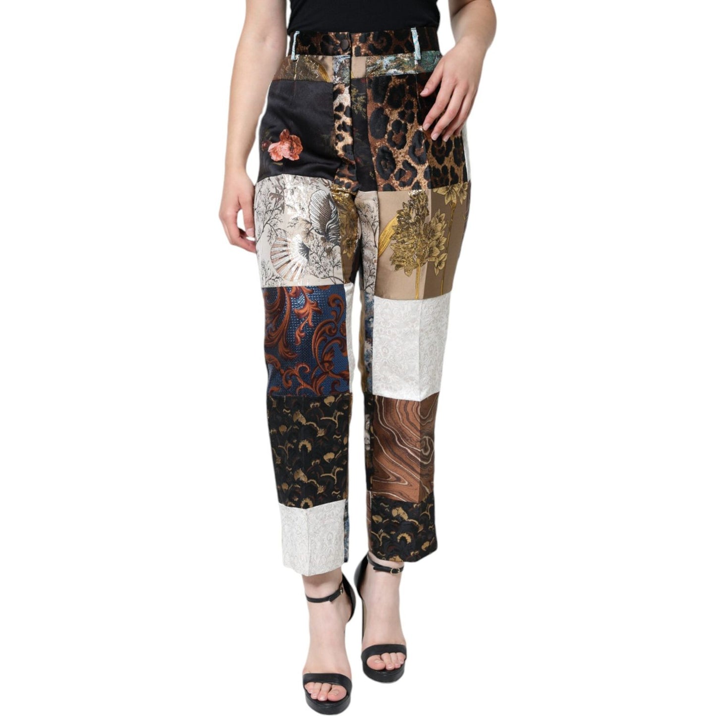 Dolce & Gabbana Multicolor Patchwork Jacquard High Waist Pants Dolce & Gabbana