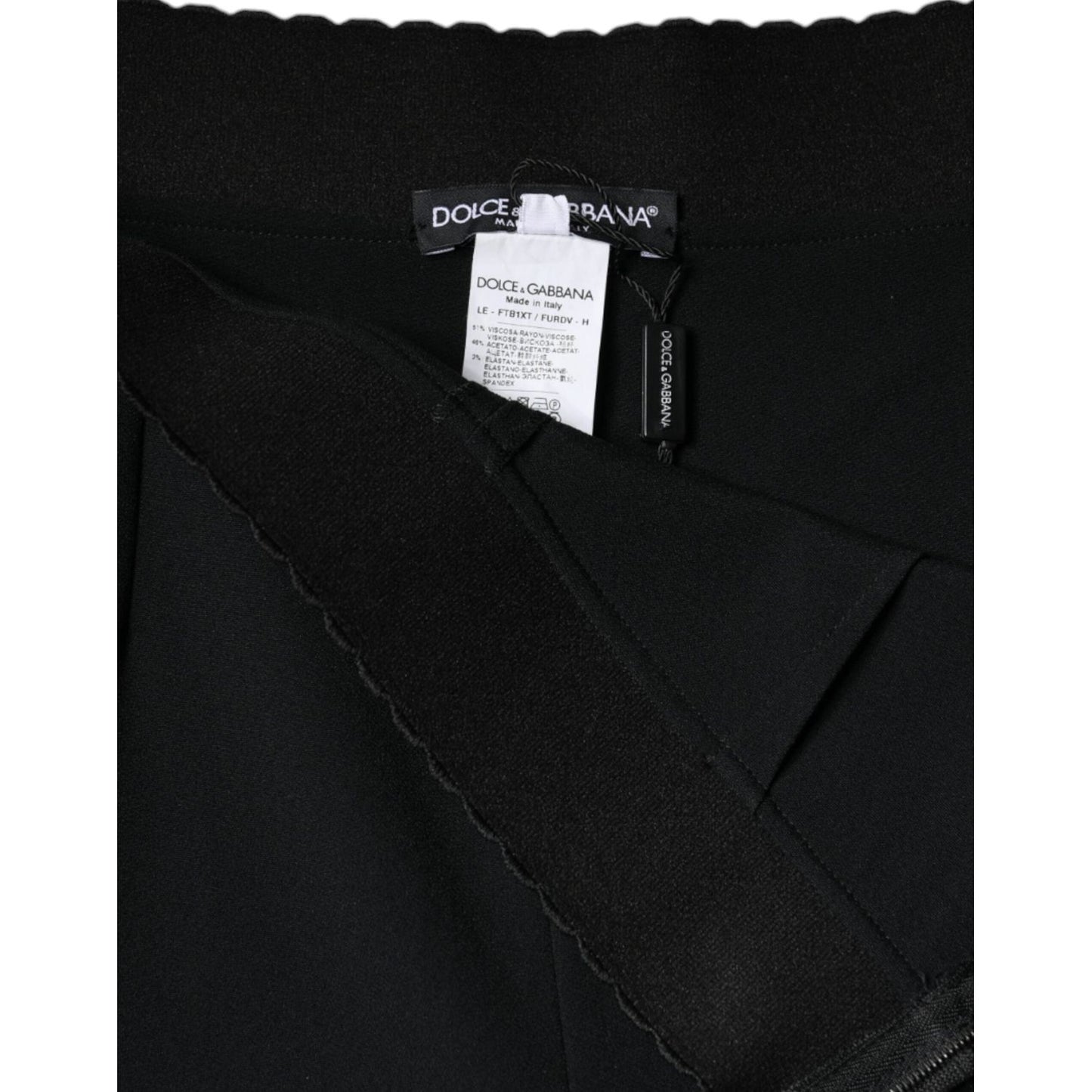 Dolce & Gabbana Black Viscose High Waist Tapered Pants Dolce & Gabbana