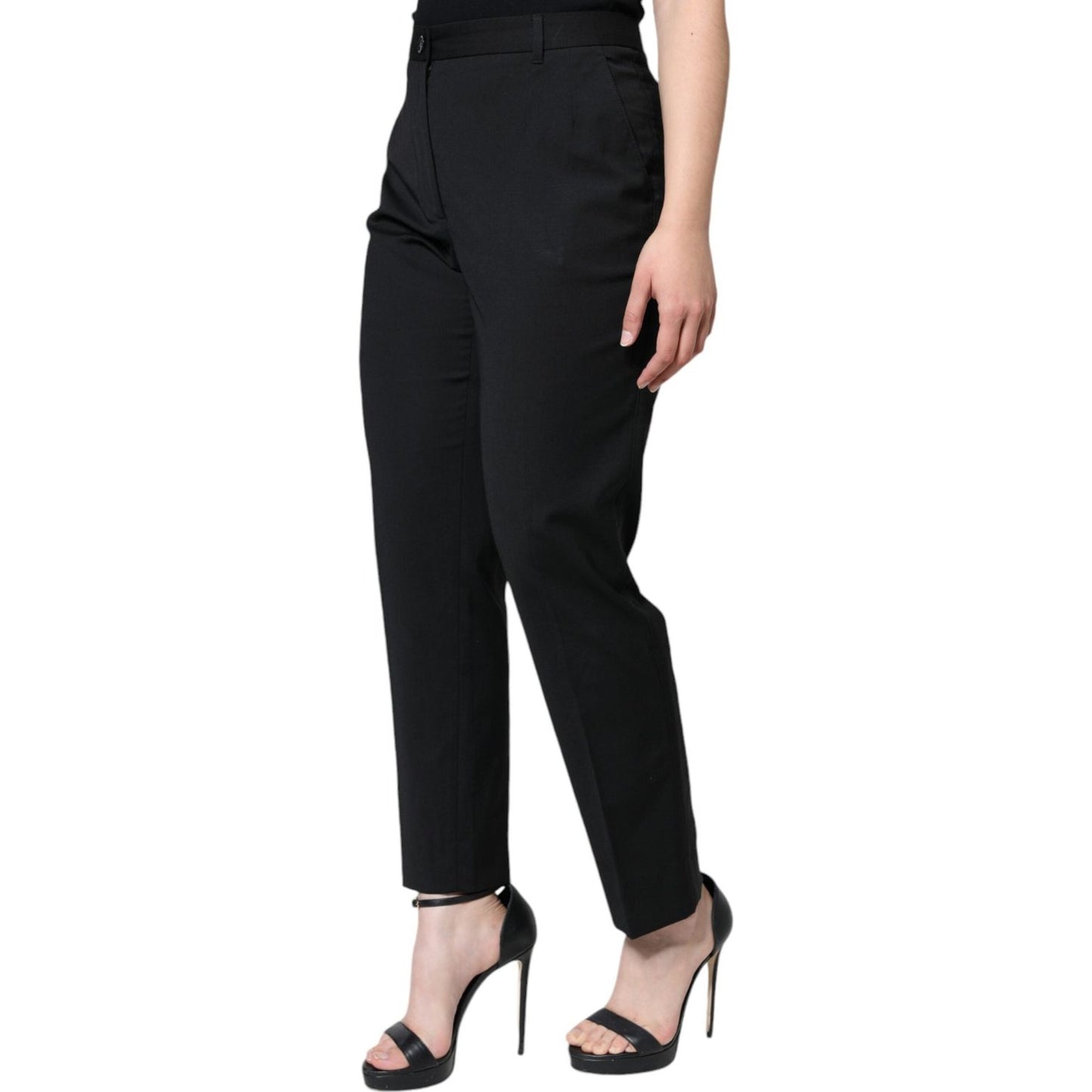 Dolce & Gabbana Black High Waist Tapered Pants Dolce & Gabbana