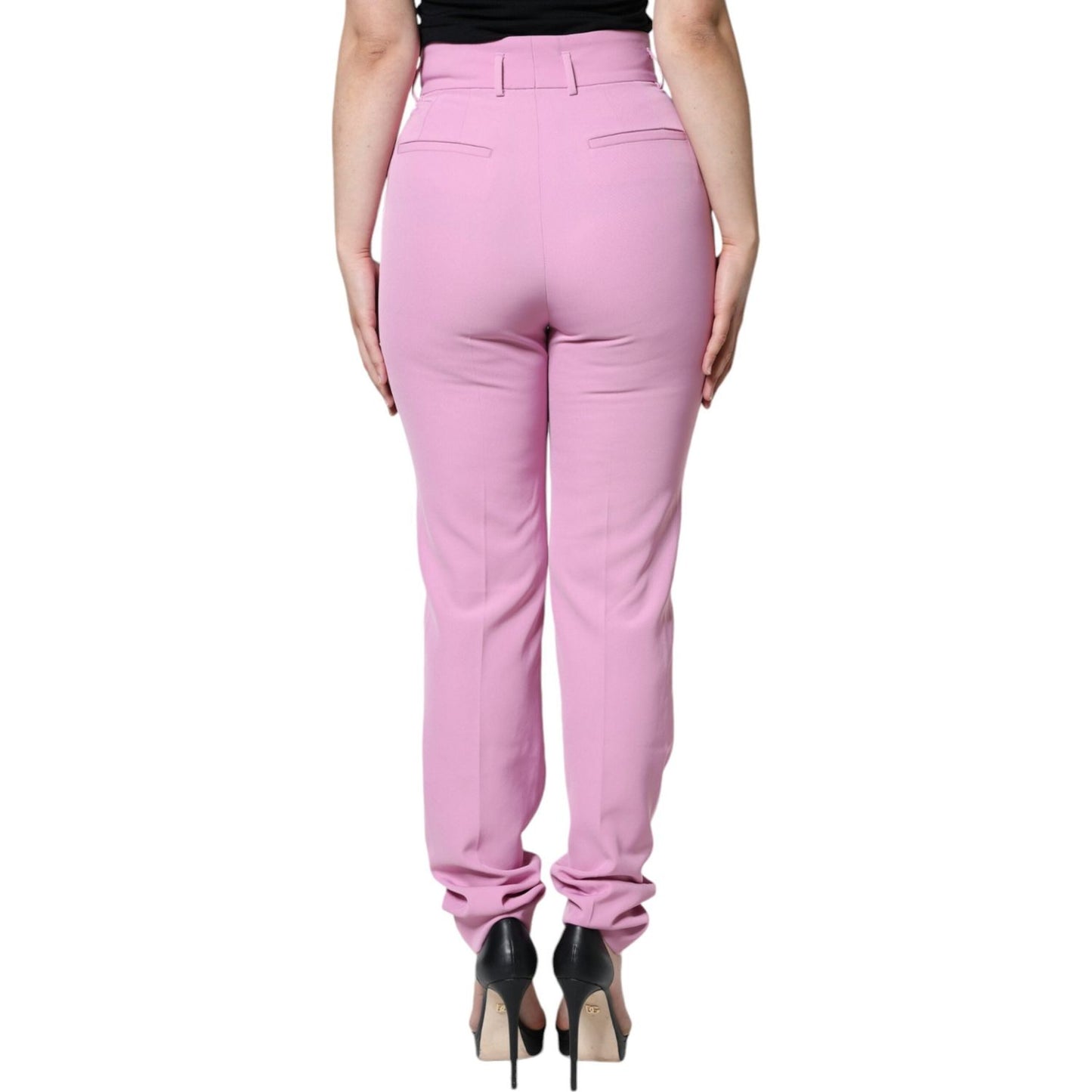 Dolce & Gabbana Pink Polyester High Waist Women Tapered Pants Dolce & Gabbana