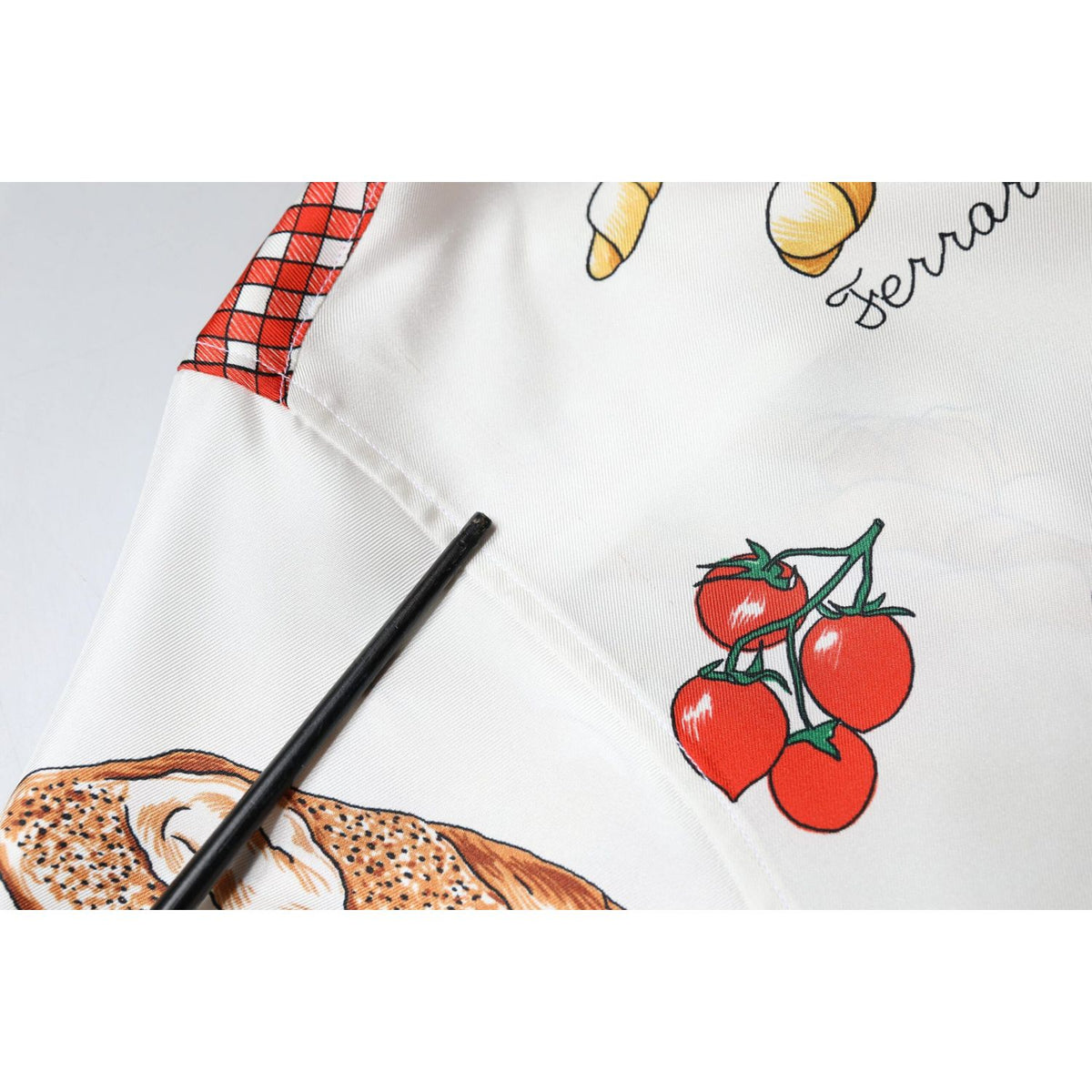 Dolce & Gabbana Multicolor Bread Print Collared Blouse Top