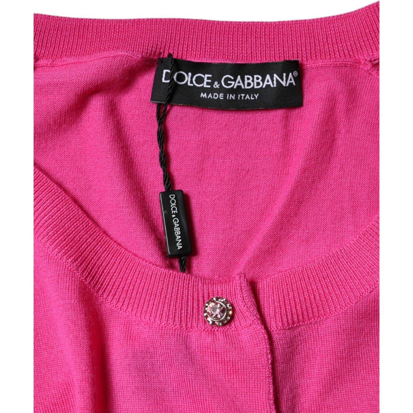 Dolce & Gabbana Pink Wool Button Down Short Sleeve Blouse Top Dolce & Gabbana