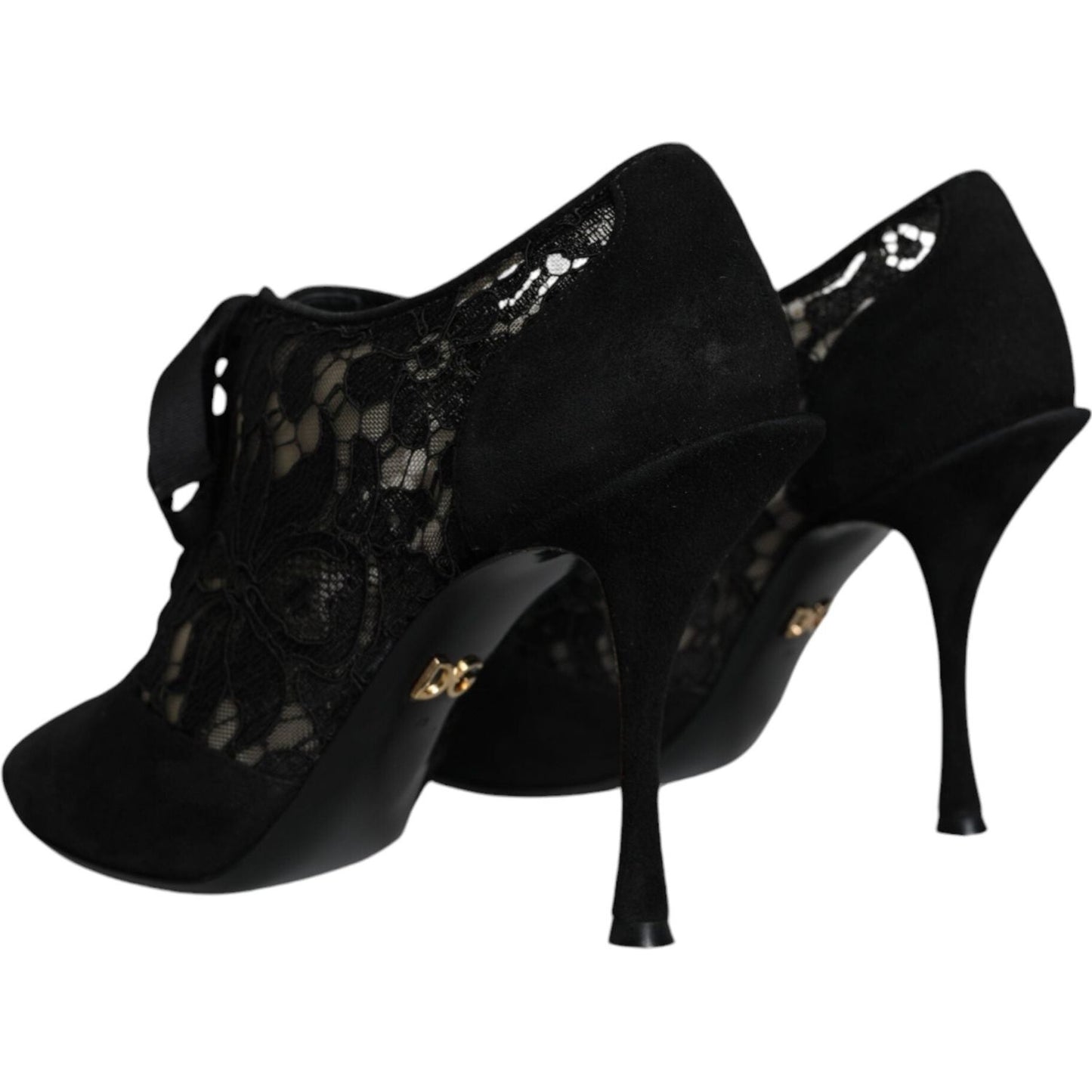 Dolce & Gabbana Black Taormina Lace Up Stretch Heels Shoes Dolce & Gabbana